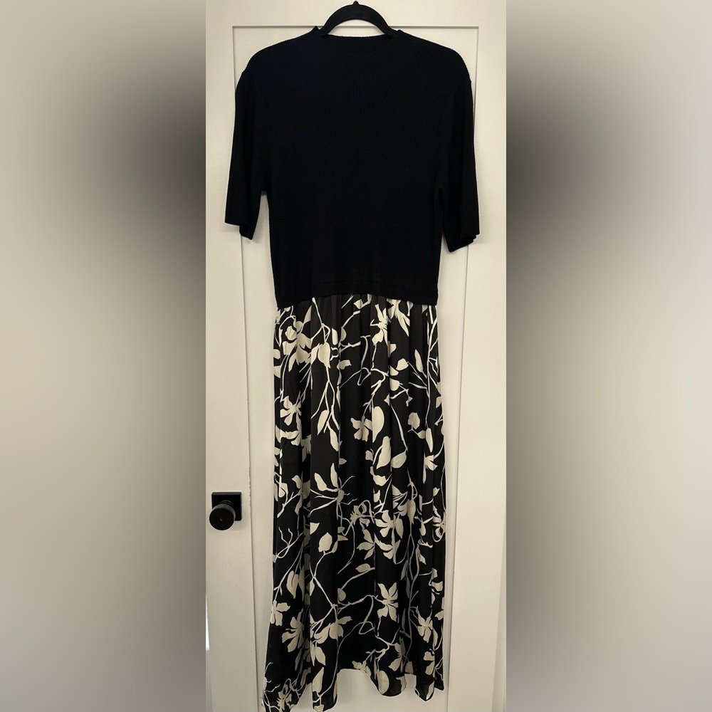 Ellen Tracy Dress - Black Knit Top with Silky Floral Skirt